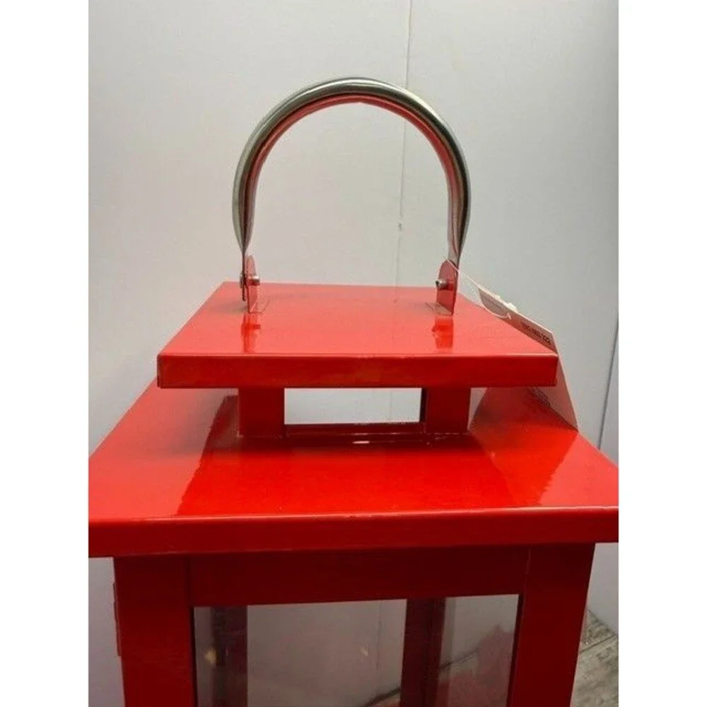 Hampton Bay Red Metal Glass Lantern 15